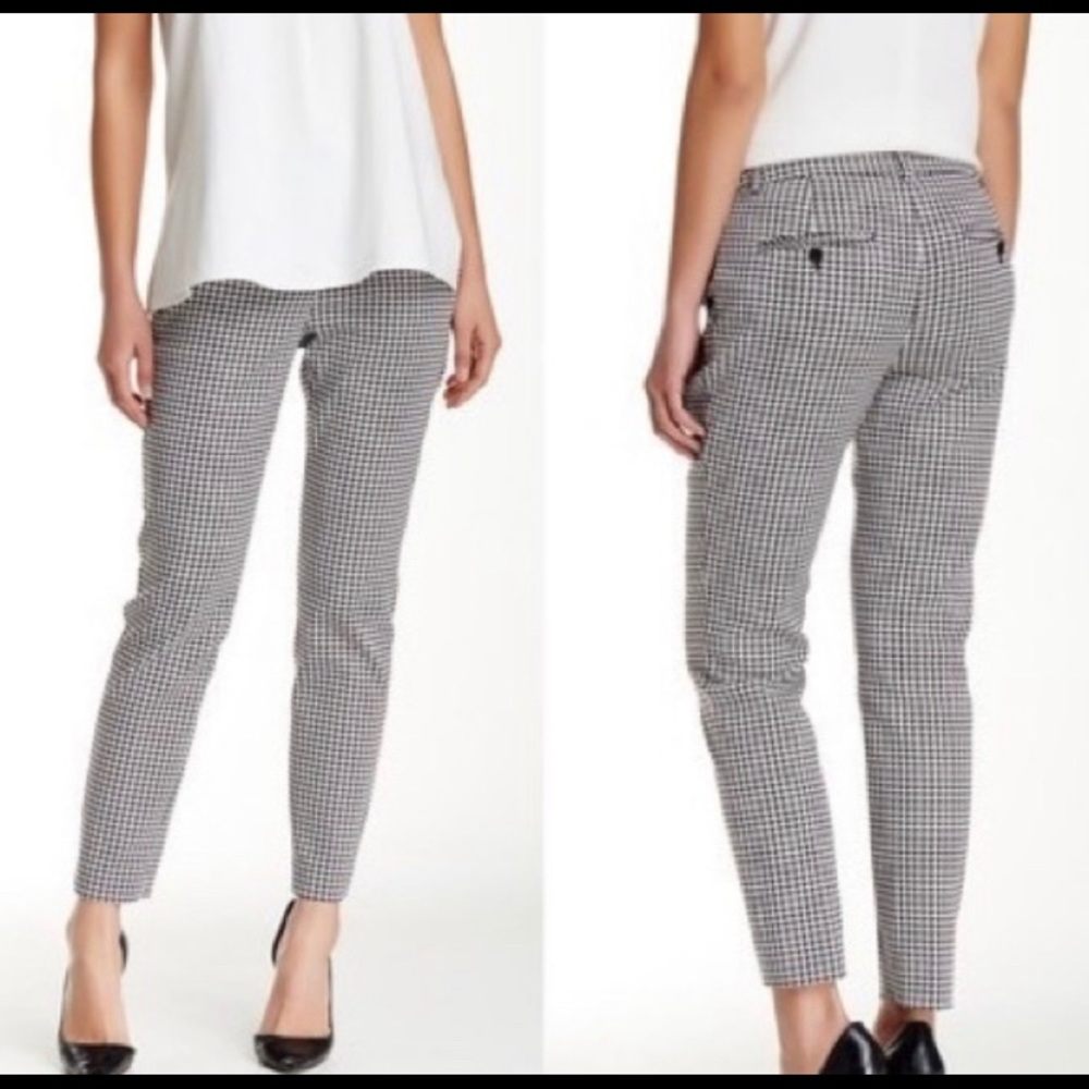 Theory Treeca CL Winhall black white Houndstooth Crop Pants 4 Dress career NICE!